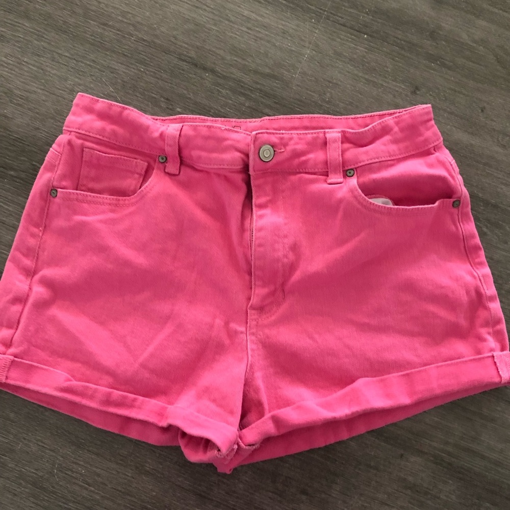 Pink denim shorts